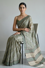 Load image into Gallery viewer, Vanika Veil Semi Tussar Saree Green featured