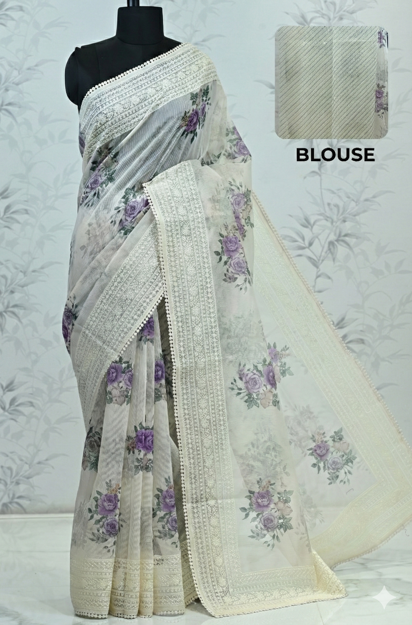 Eshani Pure Super Net Saree Purple featured