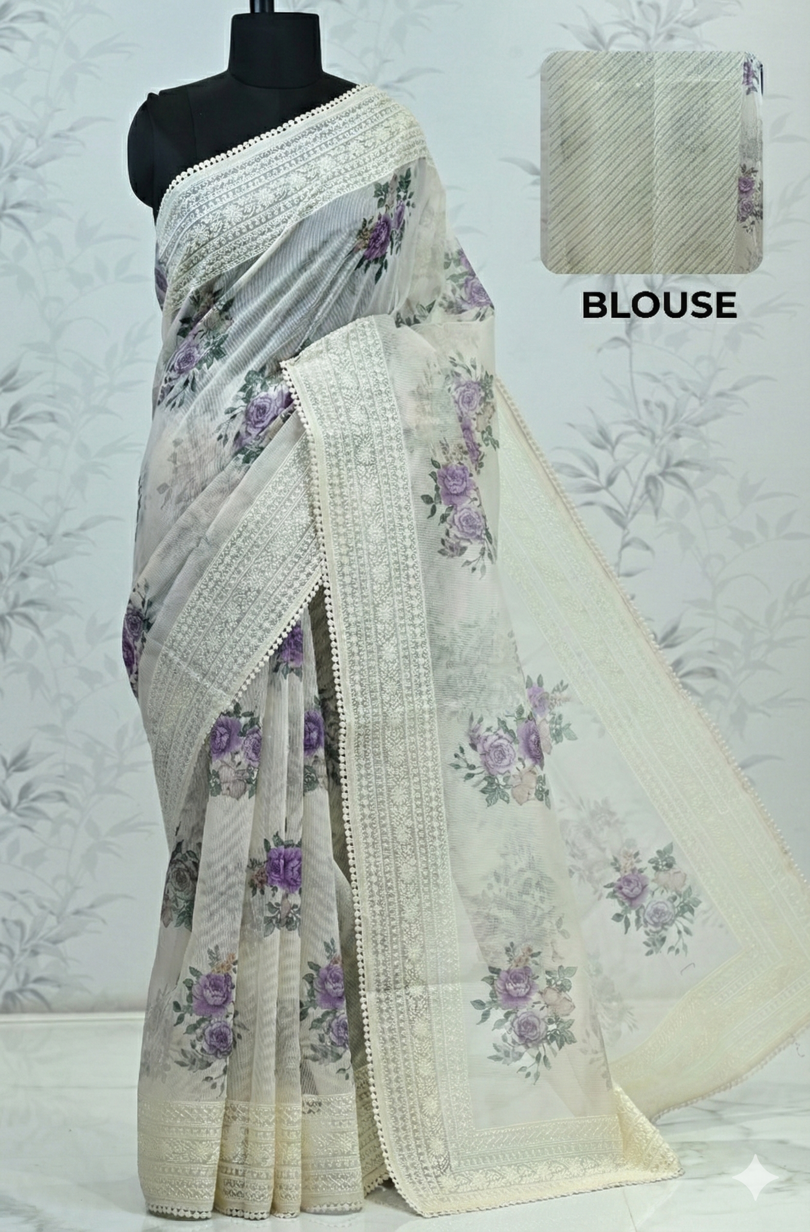 Eshani Pure Super Net Saree Purple featured