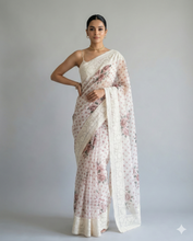 Load image into Gallery viewer, Maya Pure Super Net Saree Brown orange Saree featured