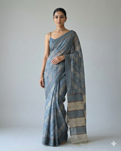 Load image into Gallery viewer, Vanika Veil Semi Tussar Saree Blue featured