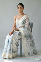 Load image into Gallery viewer, Maya Pure Super Net Saree Blue Saree featured