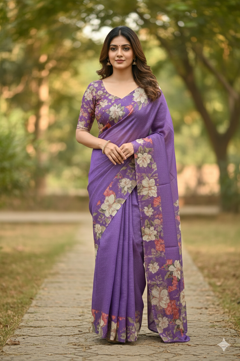 Manjari: Magnolia Muse Tussar Silk Saree featured