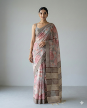 Load image into Gallery viewer, Rohini Bloom Semi Tussar Saree Brown featured