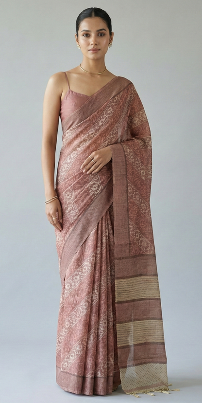 Vanika Veil Semi Tussar Saree Red featured