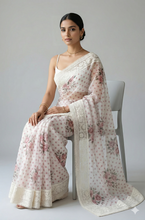 Load image into Gallery viewer, Maya Pure Super Net Saree Brown orange Saree featured