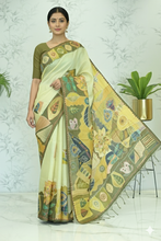 Load image into Gallery viewer, Ruhi Abstract Tussar Silk Saree Light Lime Green featured