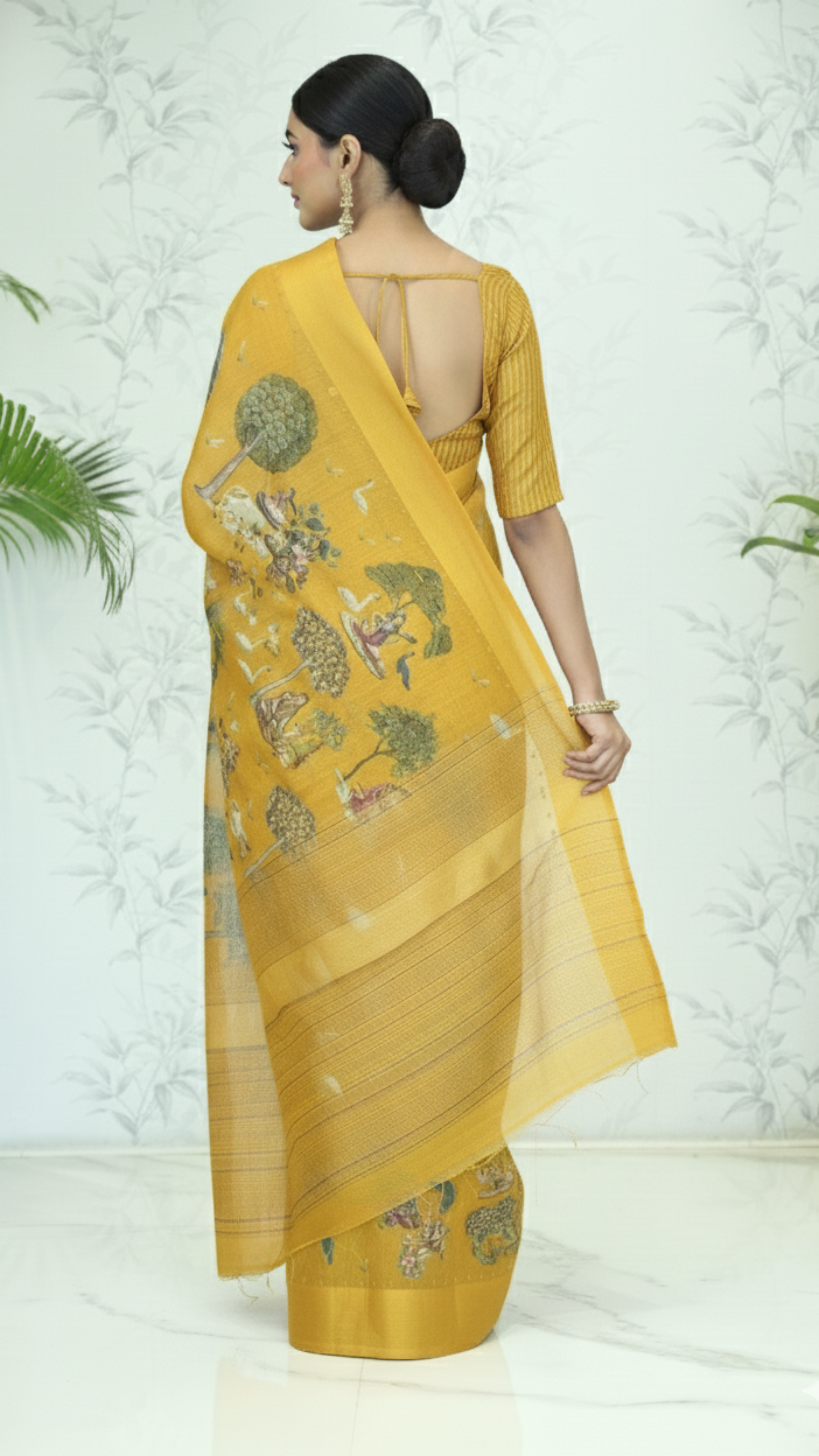 Shalini Pichwai Heritage Tussar Silk Saree Mustard Yellow featured