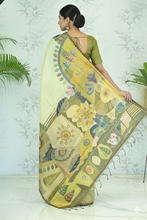 Load image into Gallery viewer, Ruhi Abstract Tussar Silk Saree Light Lime Green featured