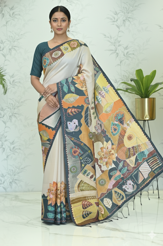 Ruhi Abstract Tussar Silk Saree Mauve featured