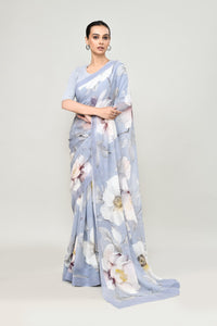 Petrel Blue Chiffon Silk Saree Saree