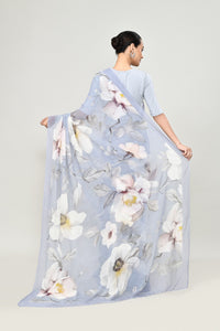Petrel Blue Chiffon Silk Saree Saree