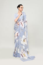 Load image into Gallery viewer, Petrel Blue Chiffon Silk Saree Saree