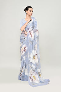 Petrel Blue Chiffon Silk Saree Saree