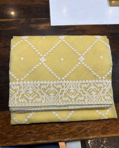 Yellow Organza Saree with Thread work Saree