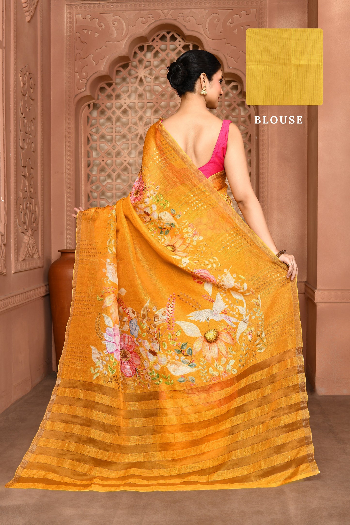 Indira Lenin Kora Saree Pastel Yellow featured