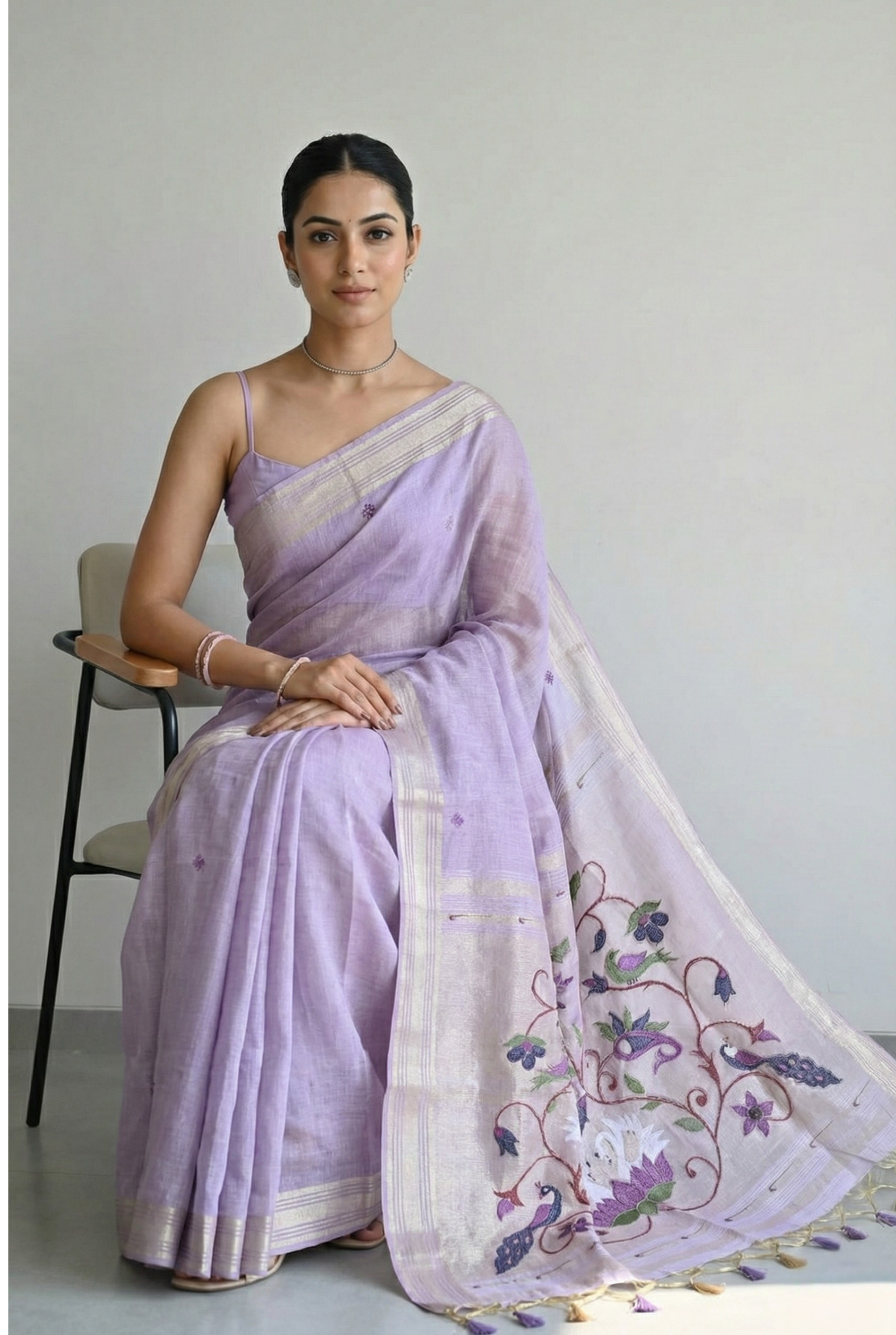 Iraja Mercerized Cotton Garden Saree Purple featured remove
