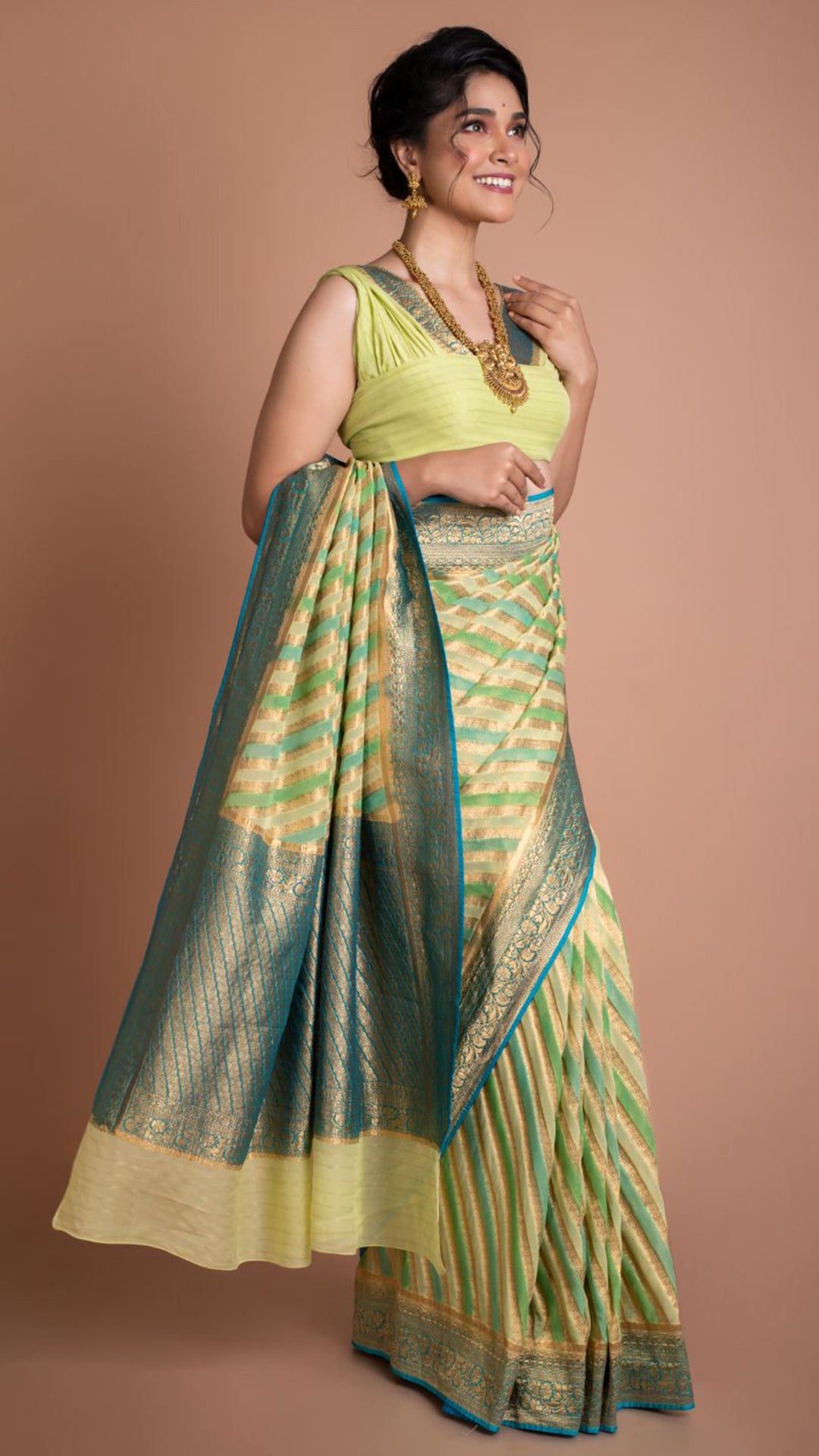 Lime Green Rangkat Saree Saree