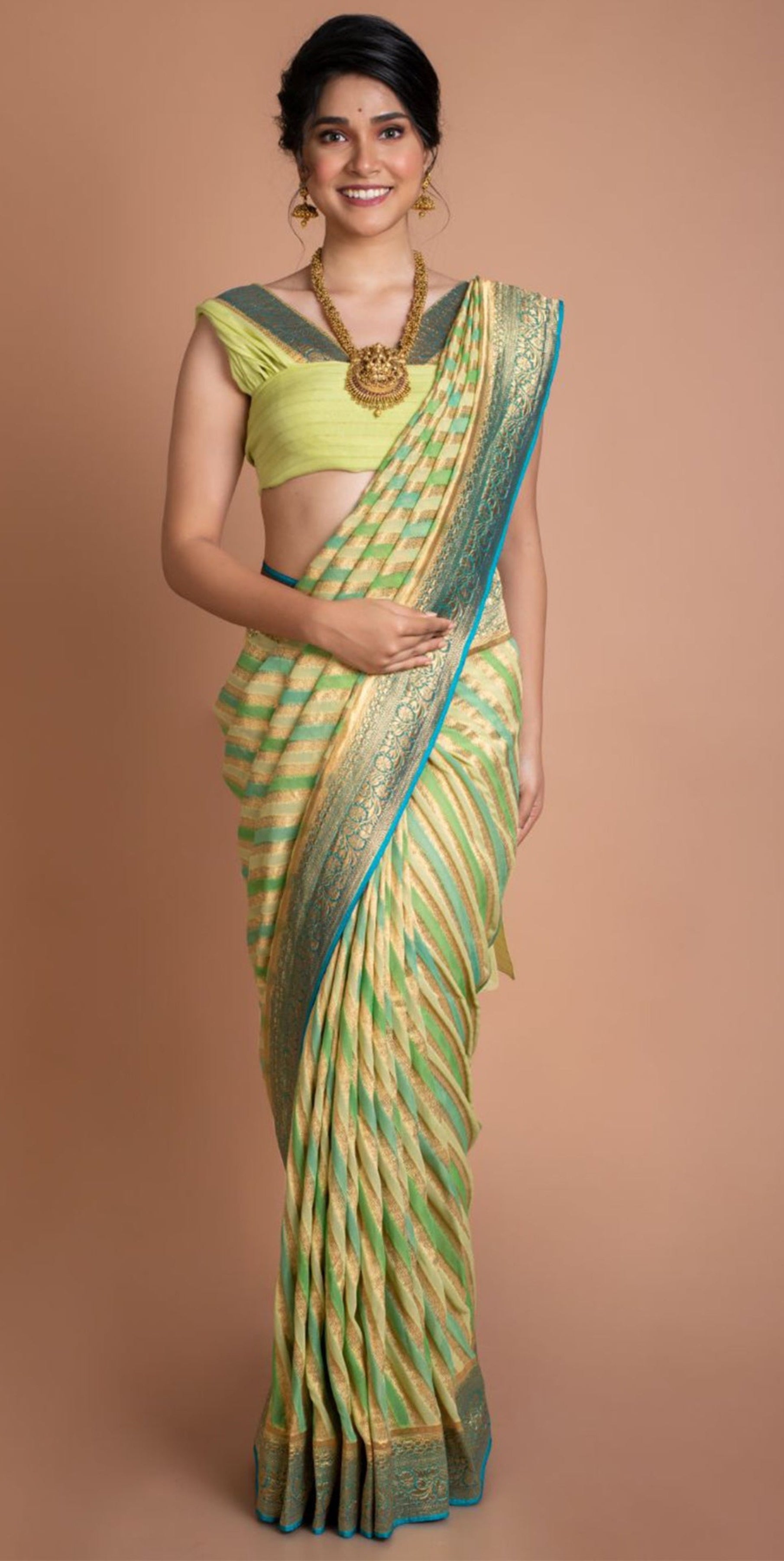 Lime Green Rangkat Saree Saree