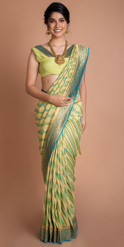 Lime Green Rangkat Saree Saree
