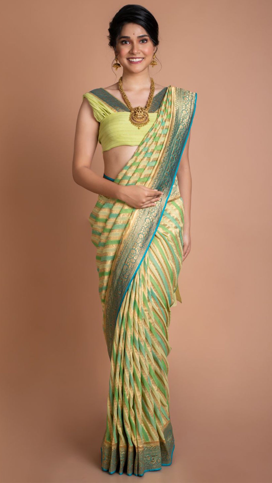 Buy Women's Lime Green Saree Set | Gopi Vaid