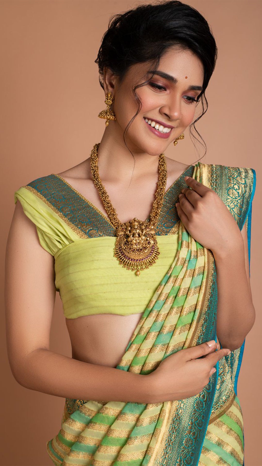 Lime Green Rangkat Saree Saree