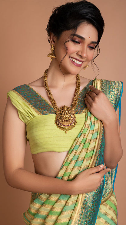 Lime Green Rangkat Saree Saree