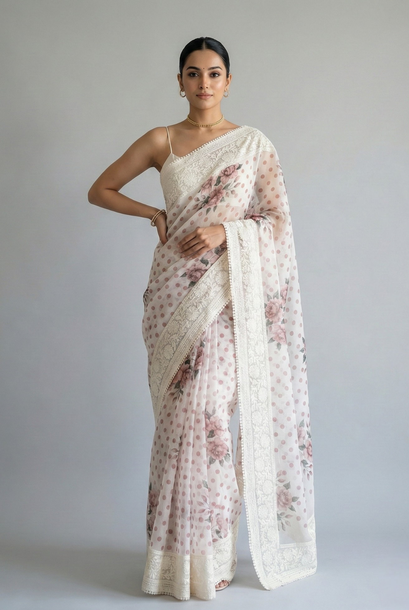 Maya Pure Super Net Saree Brown orange Saree featured