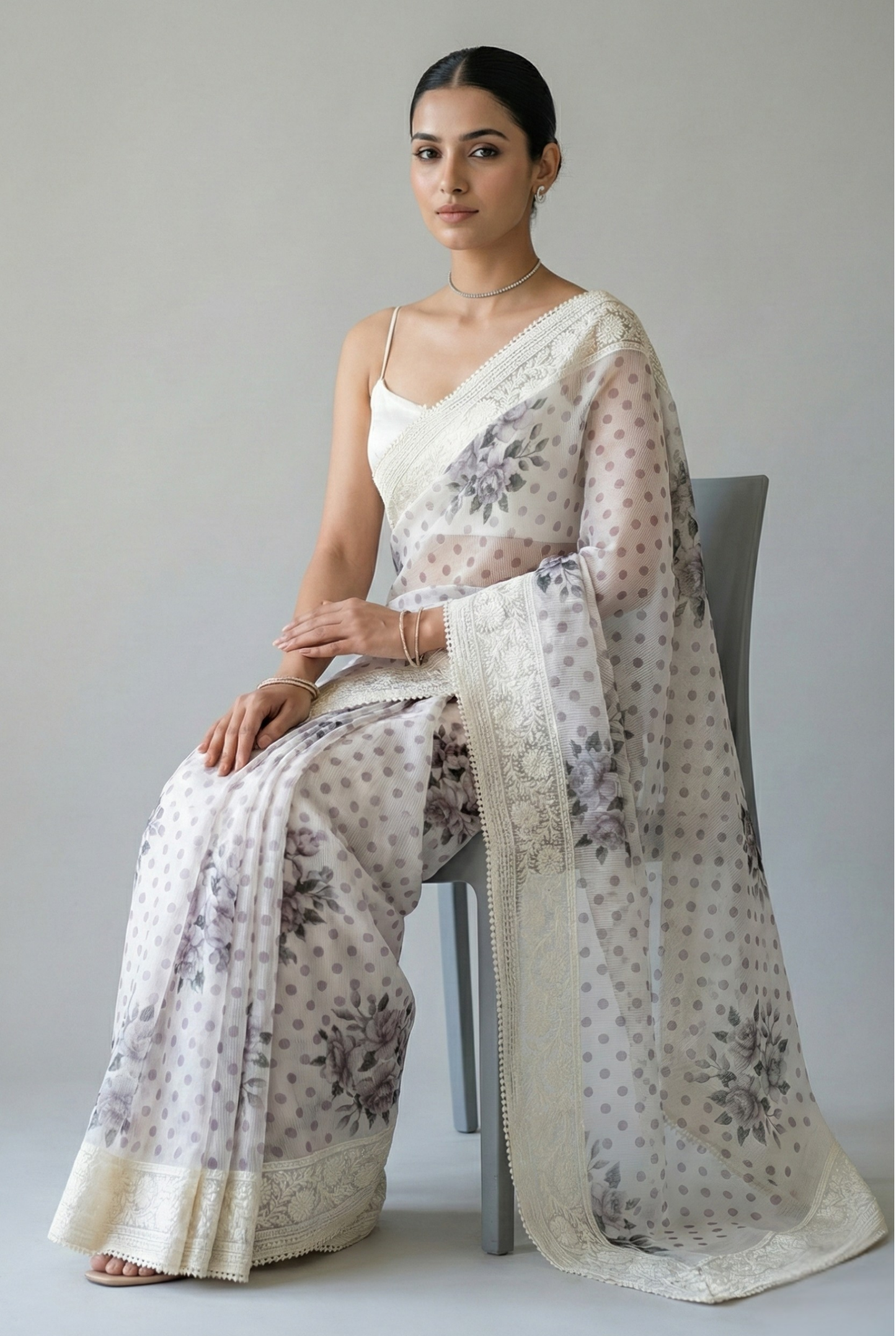 Maya Pure Super Net Saree Purple Saree featured