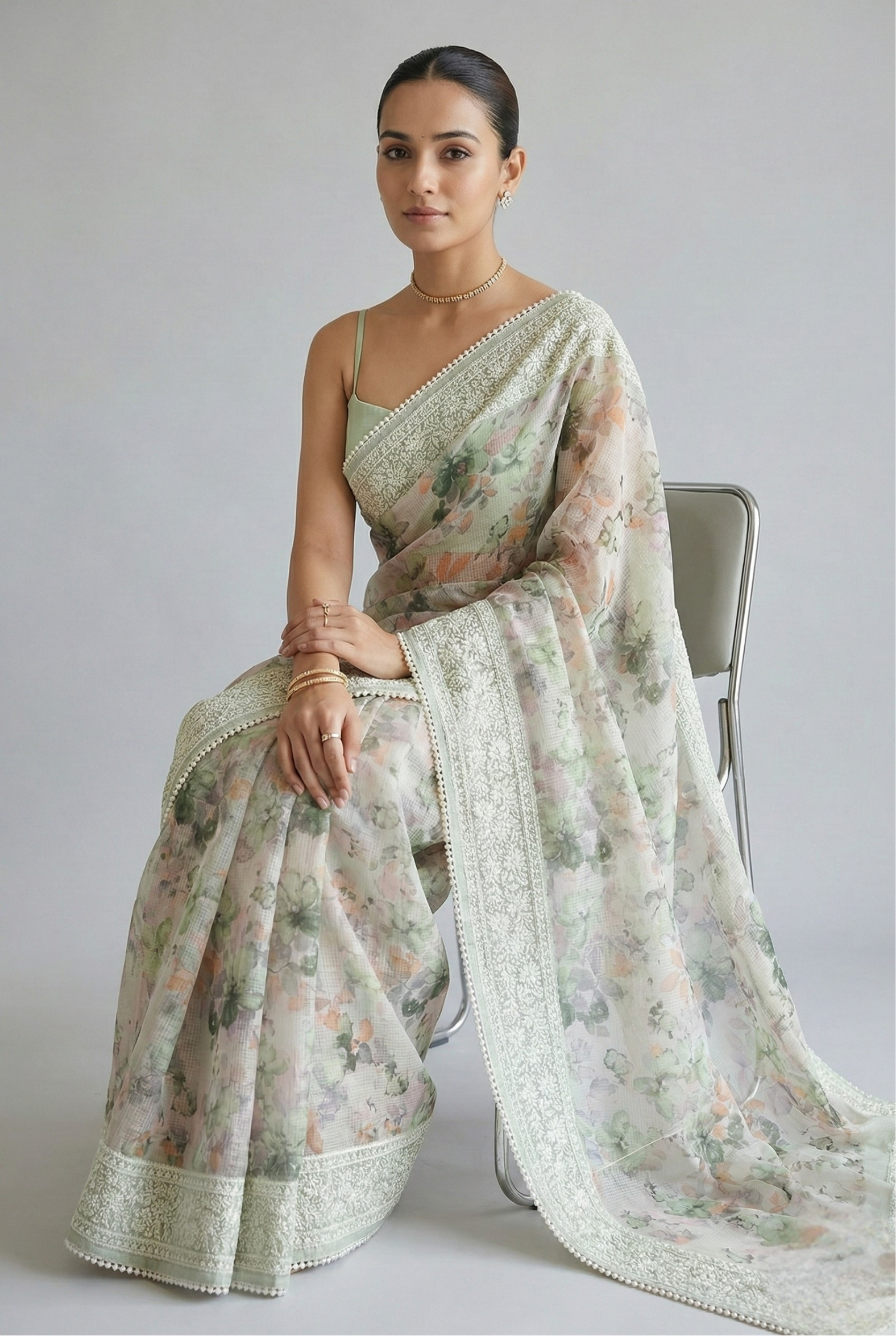 Nayara Kota Doriya Garden Saree Green Saree featured remove