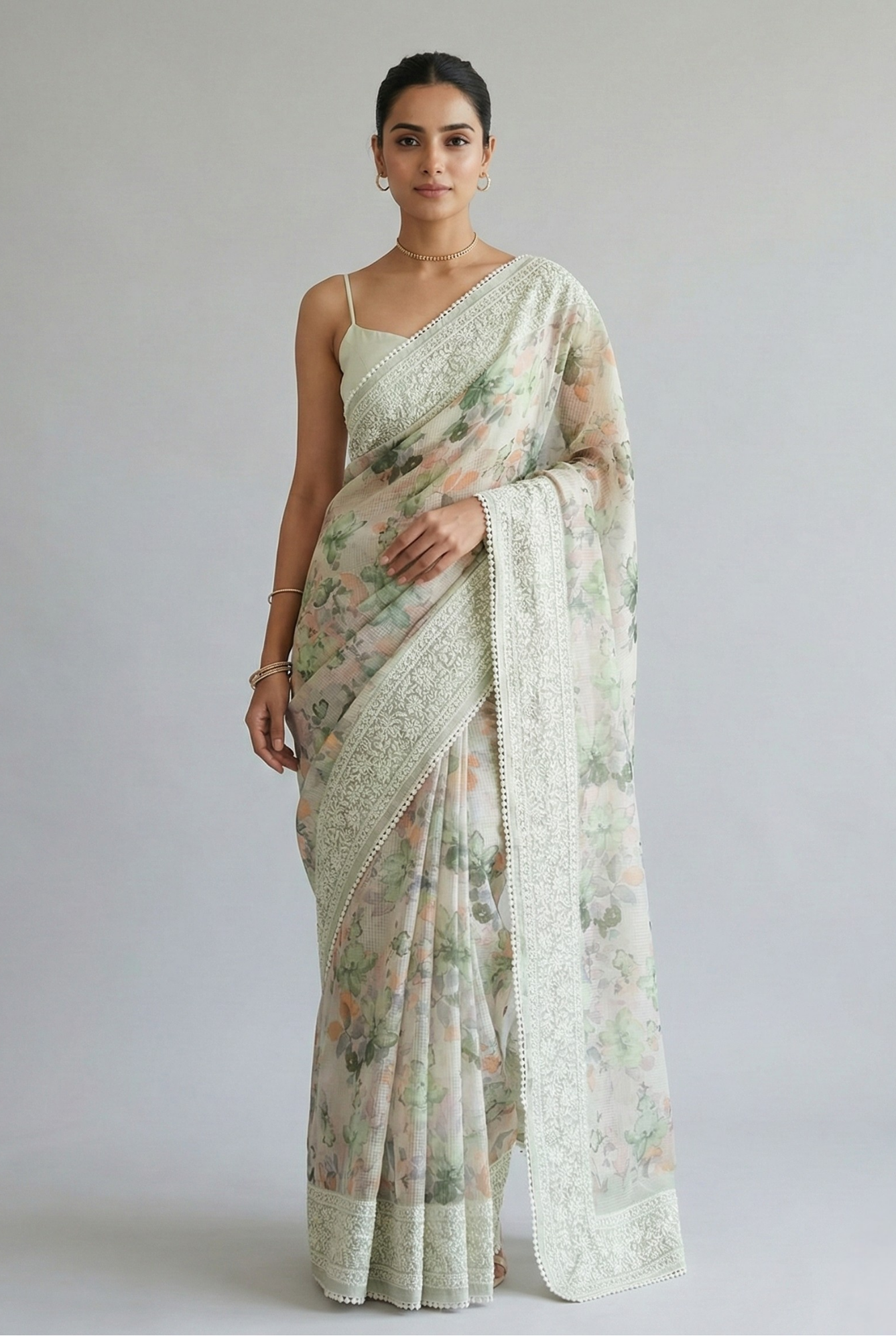 Nayara Kota Doriya Garden Saree Green Saree featured