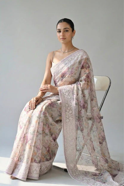 Nayara Kota Doriya Garden Saree Purple Saree featured