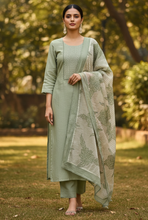 Load image into Gallery viewer, Pearl Ladder Mal Chanderi Kurti Material Mint Green featured