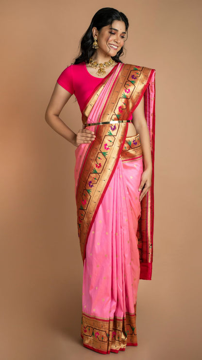Pink Paithani Border Saree Saree
