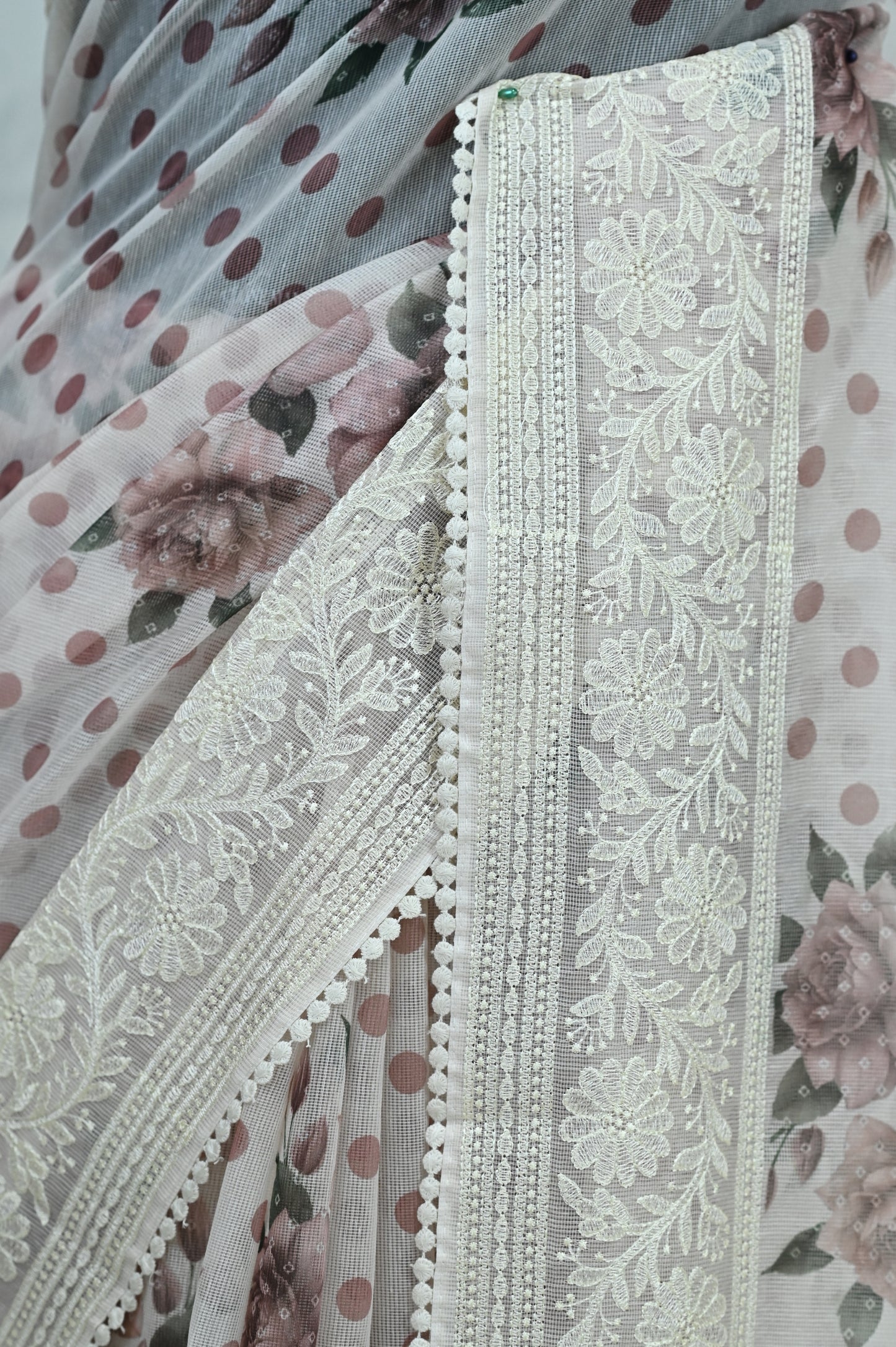 Maya Pure Super Net Saree Brown orange Saree featured