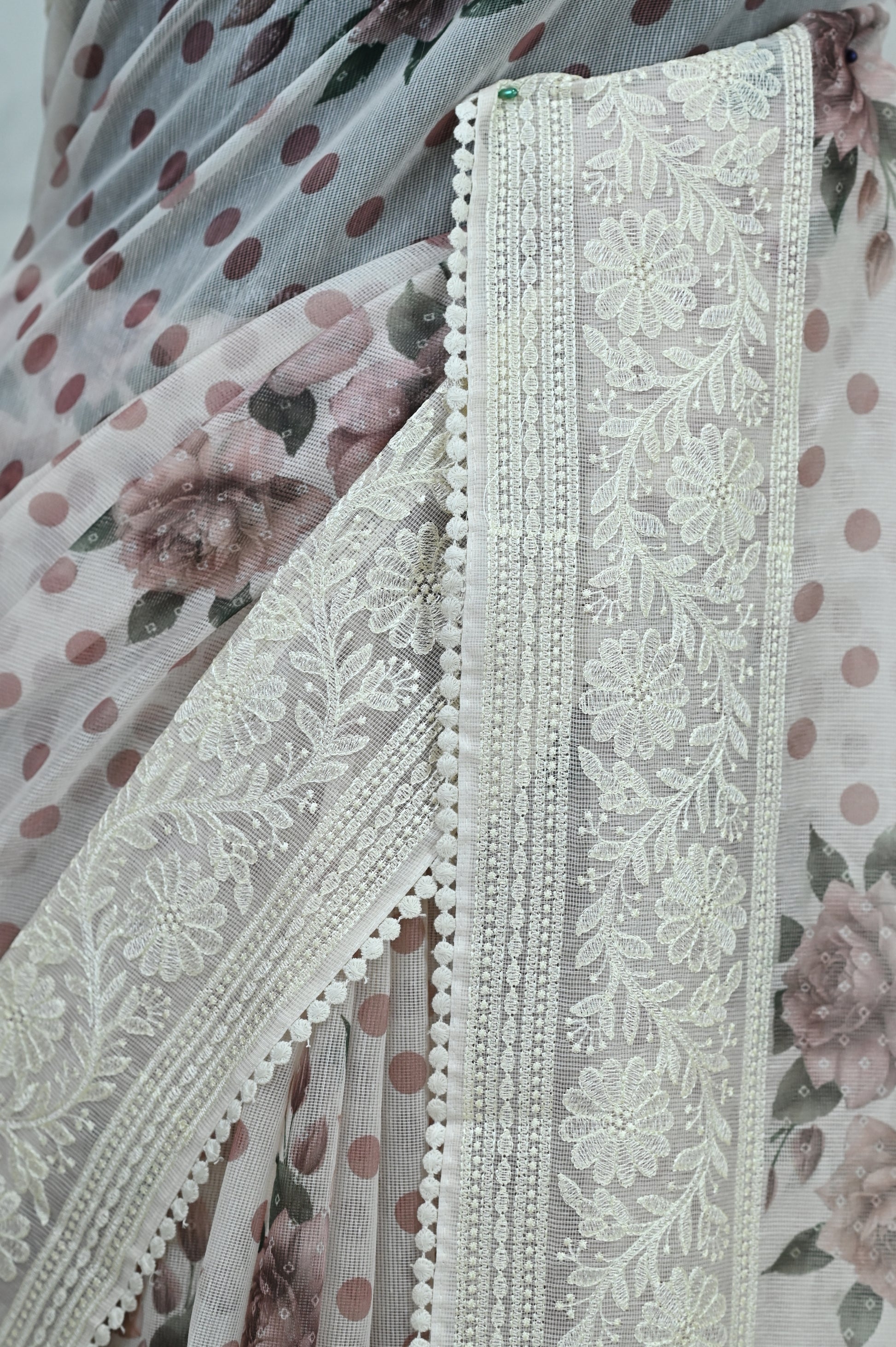 Maya Pure Super Net Saree Brown orange Saree featured