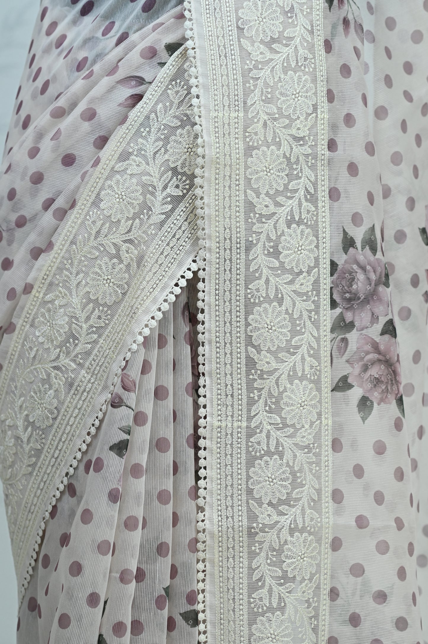 Maya Pure Super Net Saree Mauve Saree featured