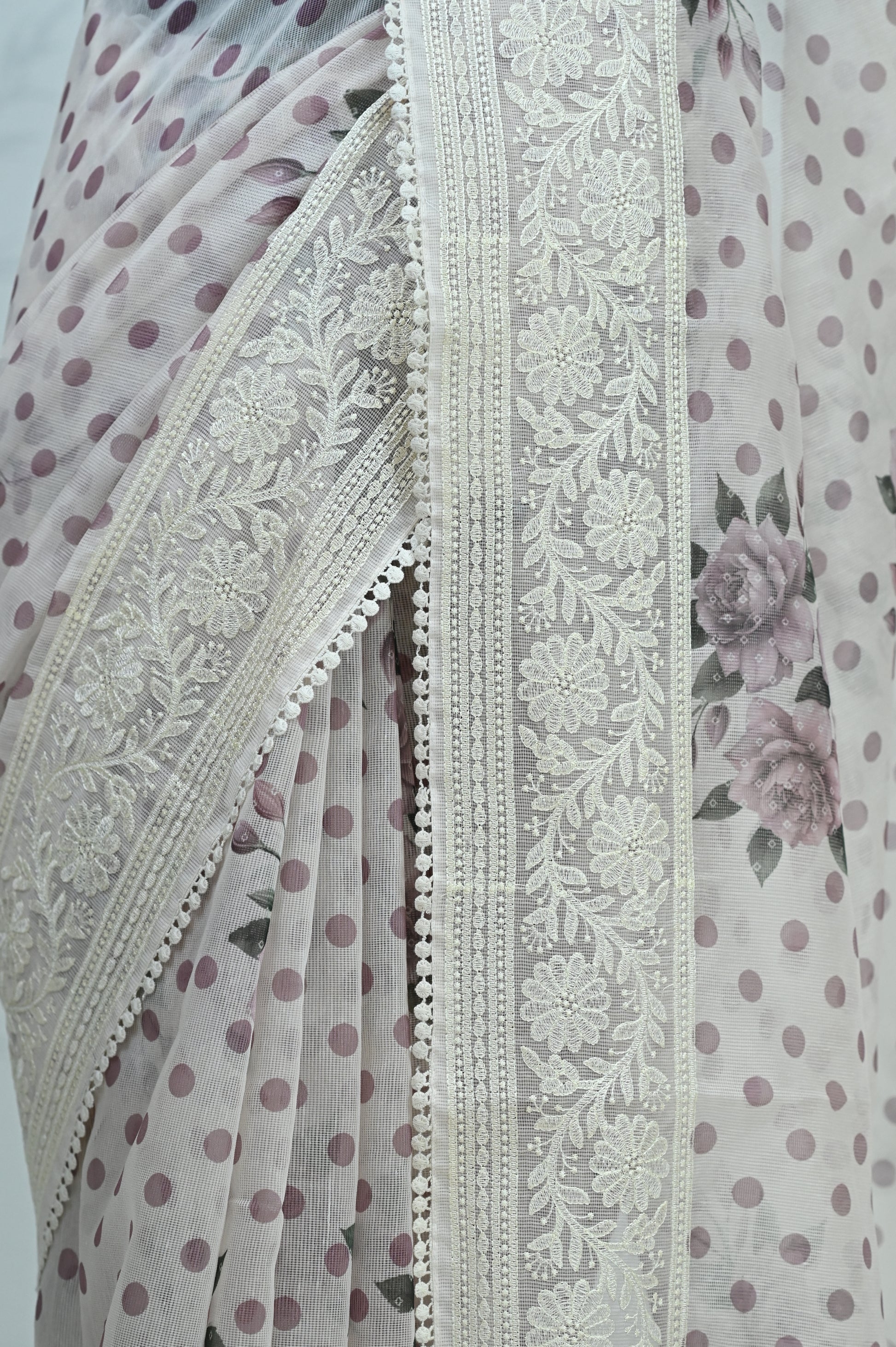 Maya Pure Super Net Saree Mauve Saree featured