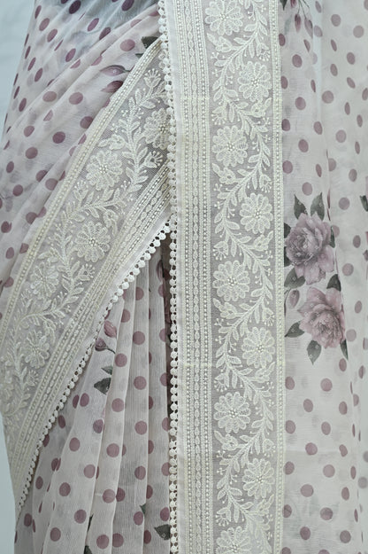 Maya Pure Super Net Saree Mauve Saree featured