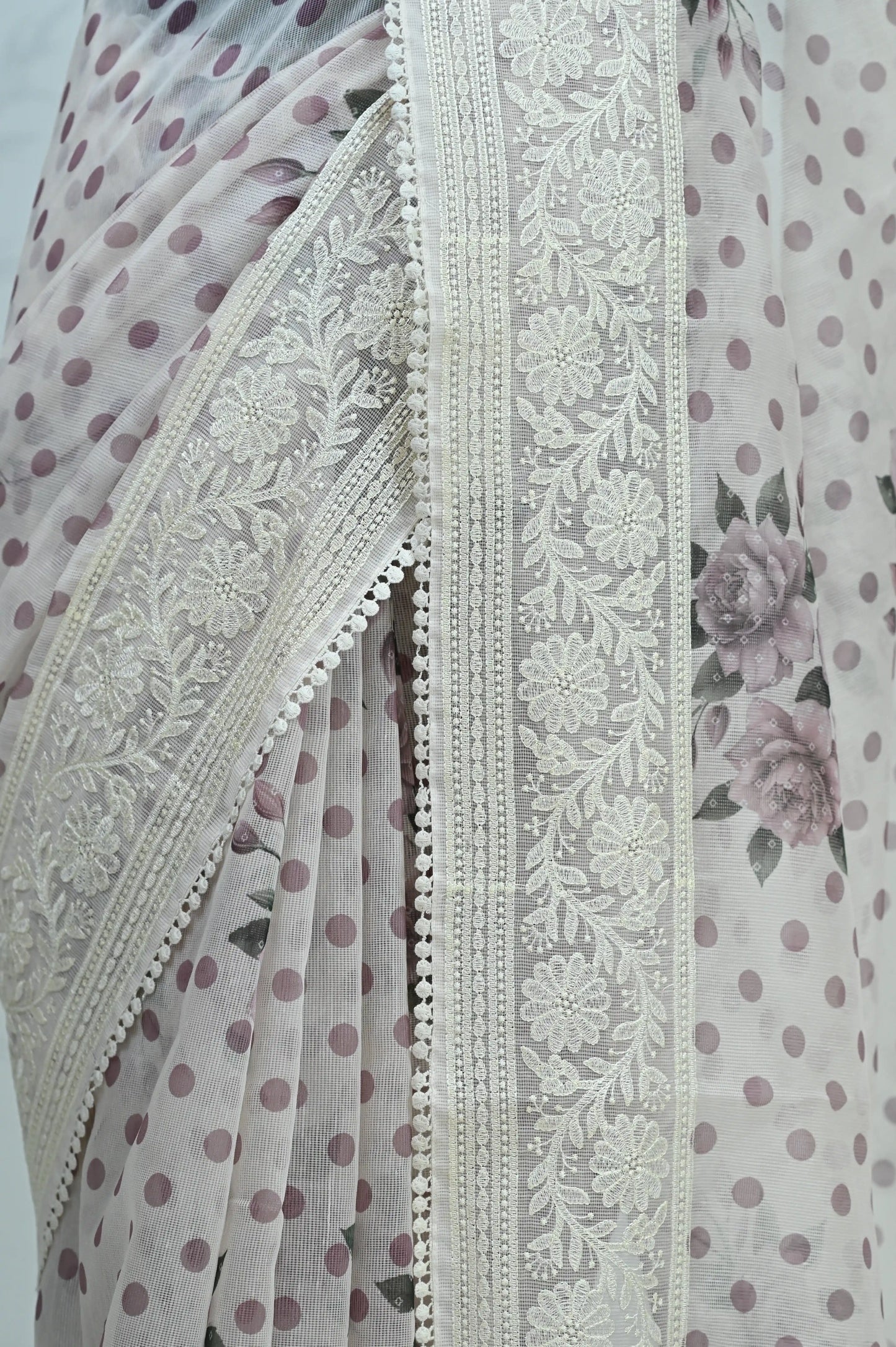 Maya Pure Super Net Saree Mauve Saree featured