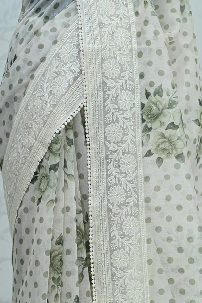 Maya Pure Super Net Saree Green Saree featured