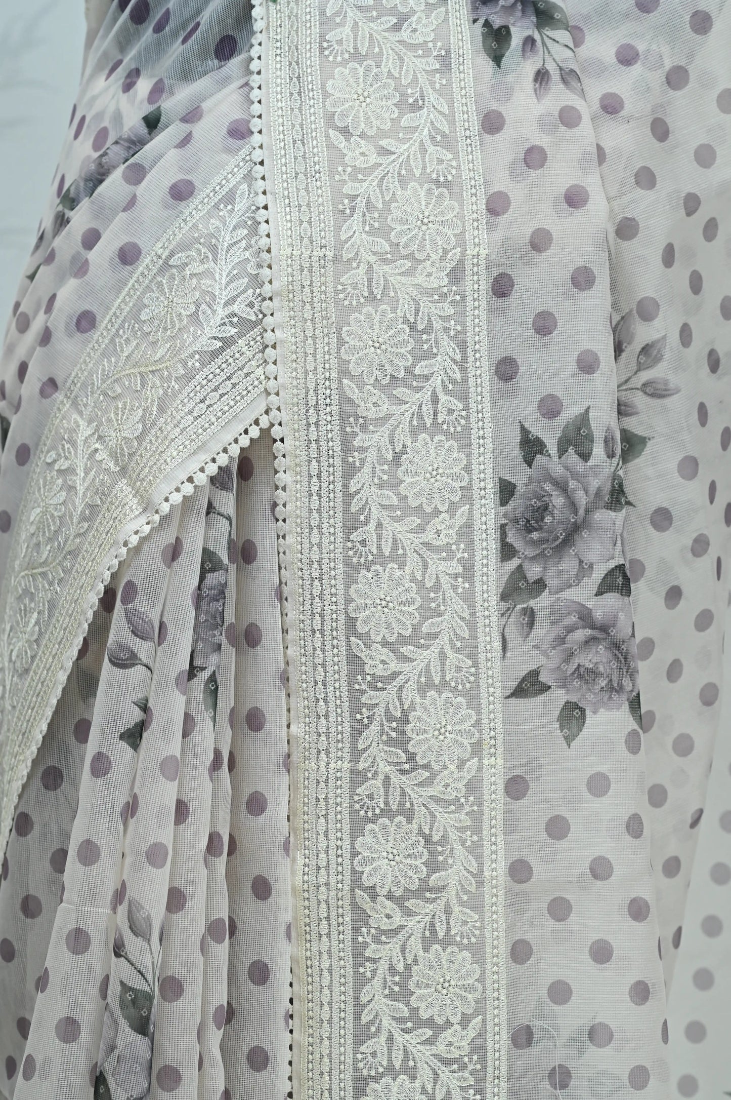 Maya Pure Super Net Saree Purple Saree featured