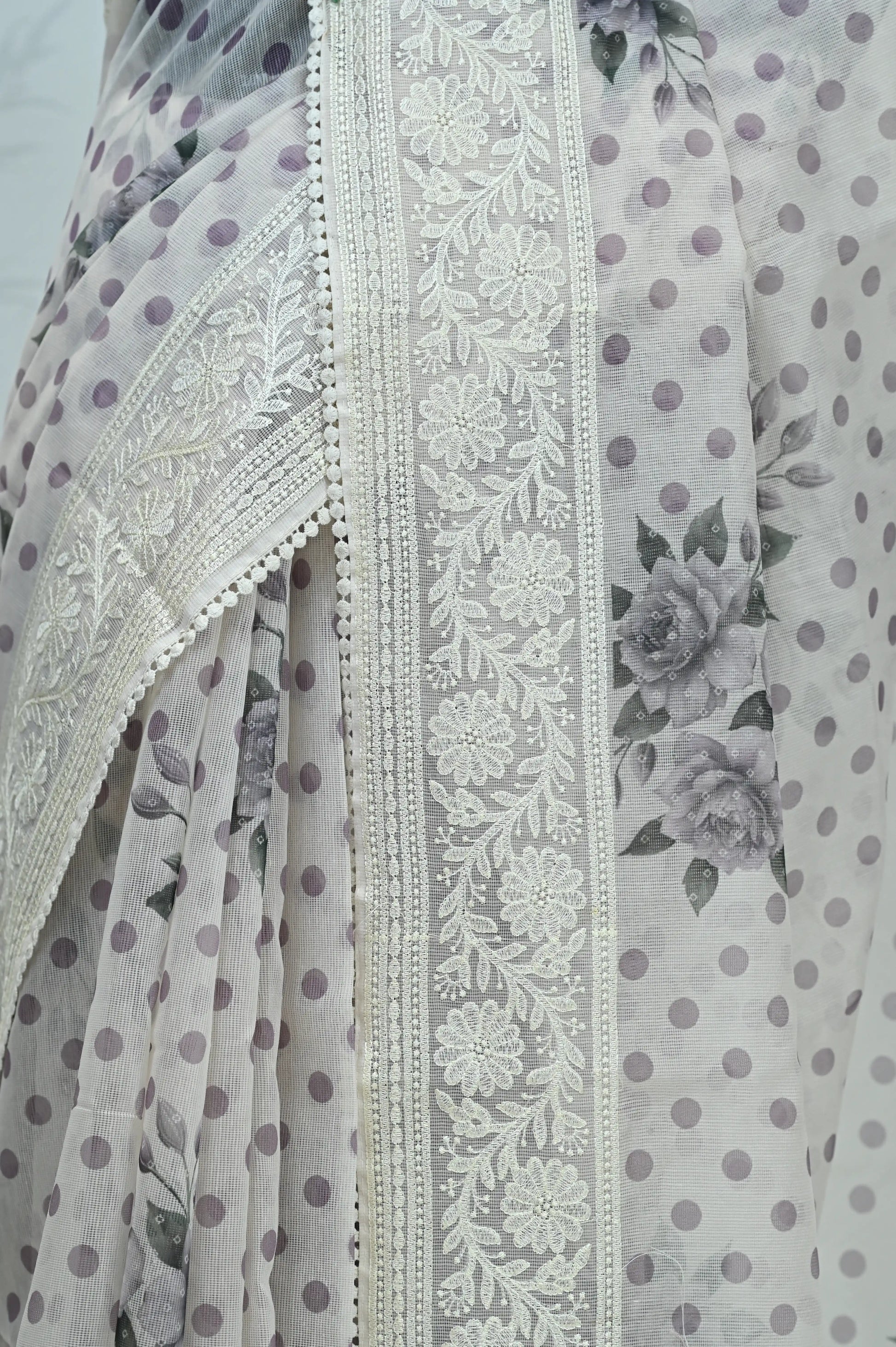 Maya Pure Super Net Saree Purple Saree featured