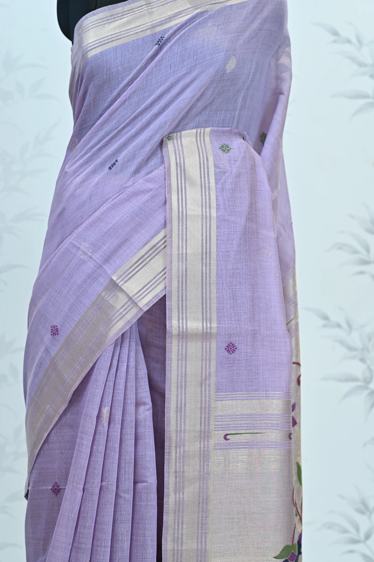 Iraja Mercerized Cotton Garden Saree Purple featured