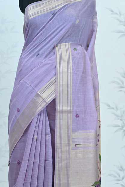 Iraja Mercerized Cotton Garden Saree Purple featured