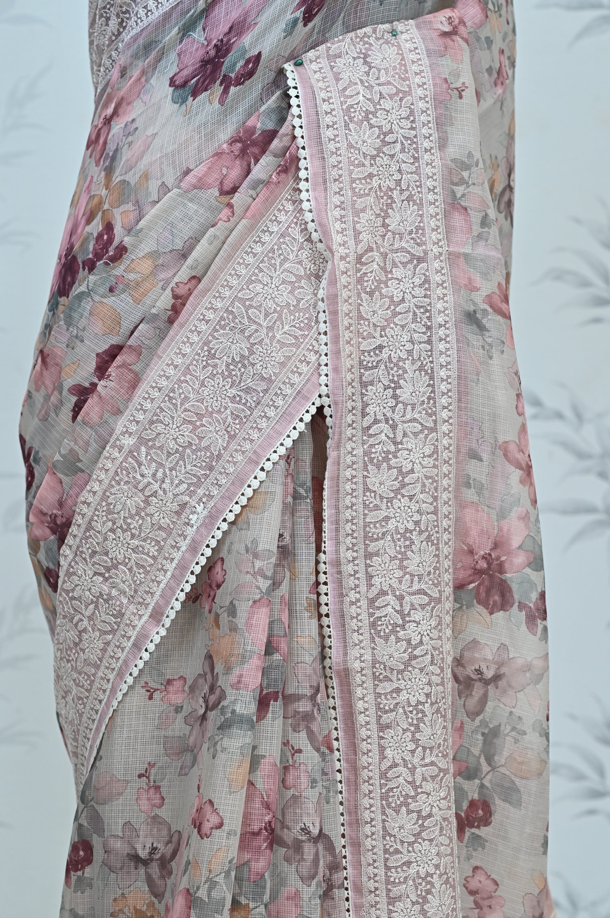 Nayara Kota Doriya Garden Saree Pink Saree featured