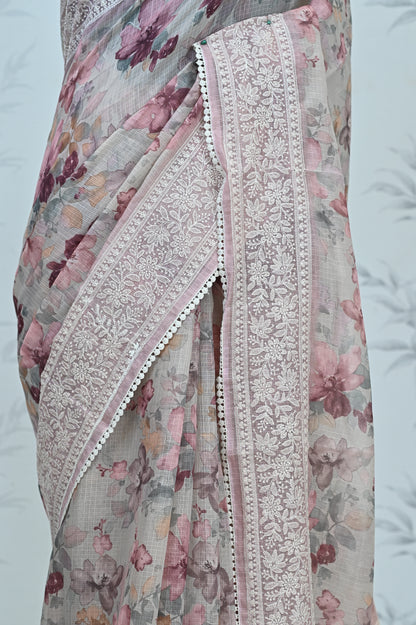 Nayara Kota Doriya Garden Saree Pink Saree featured