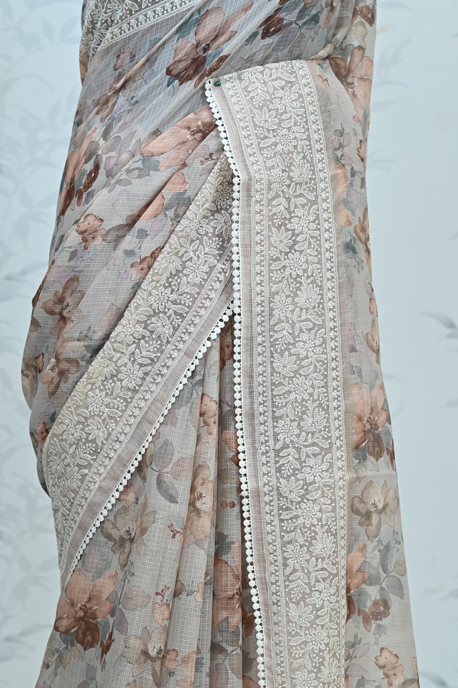 Nayara Kota Doriya Garden Saree Dark Beige Saree featured