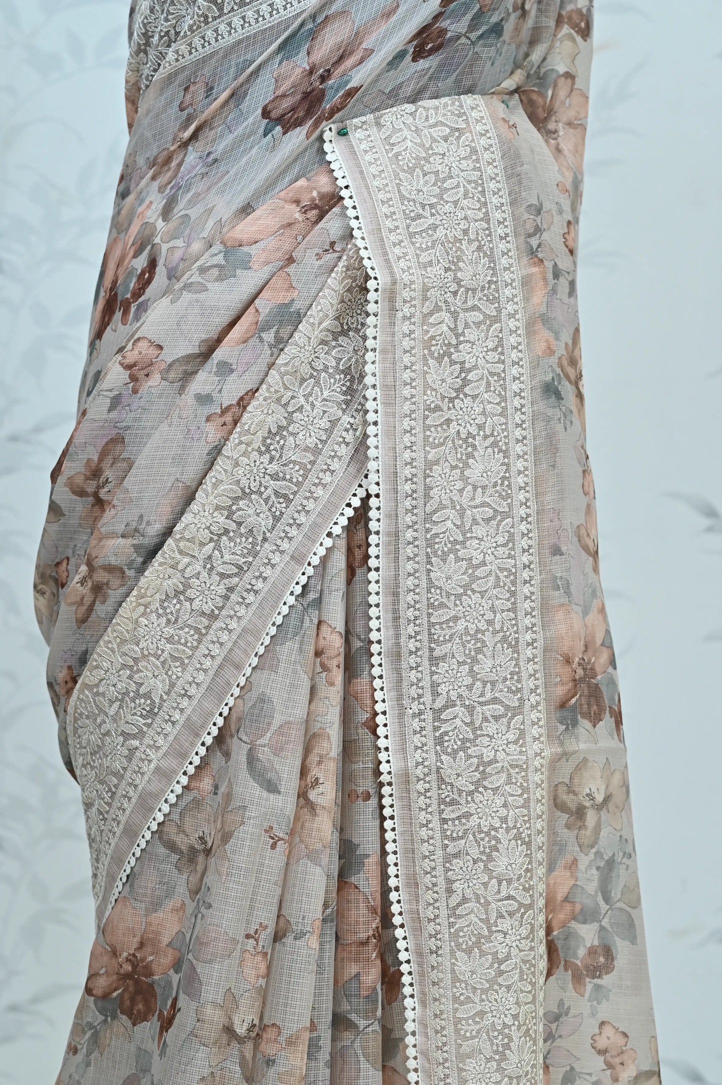 Nayara Kota Doriya Garden Saree Dark Beige Saree featured