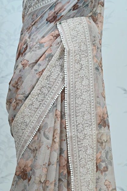 Nayara Kota Doriya Garden Saree Dark Beige Saree featured